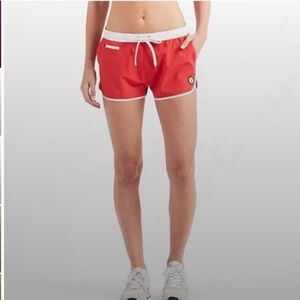 Vuori Pink and Red Athletic Shorts with Elastic Waistband